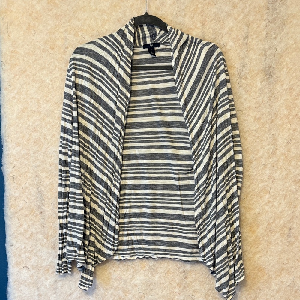 GAP Black and White Striped Cardigan